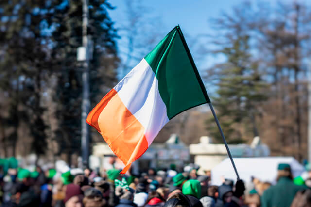 Irish flag being waved